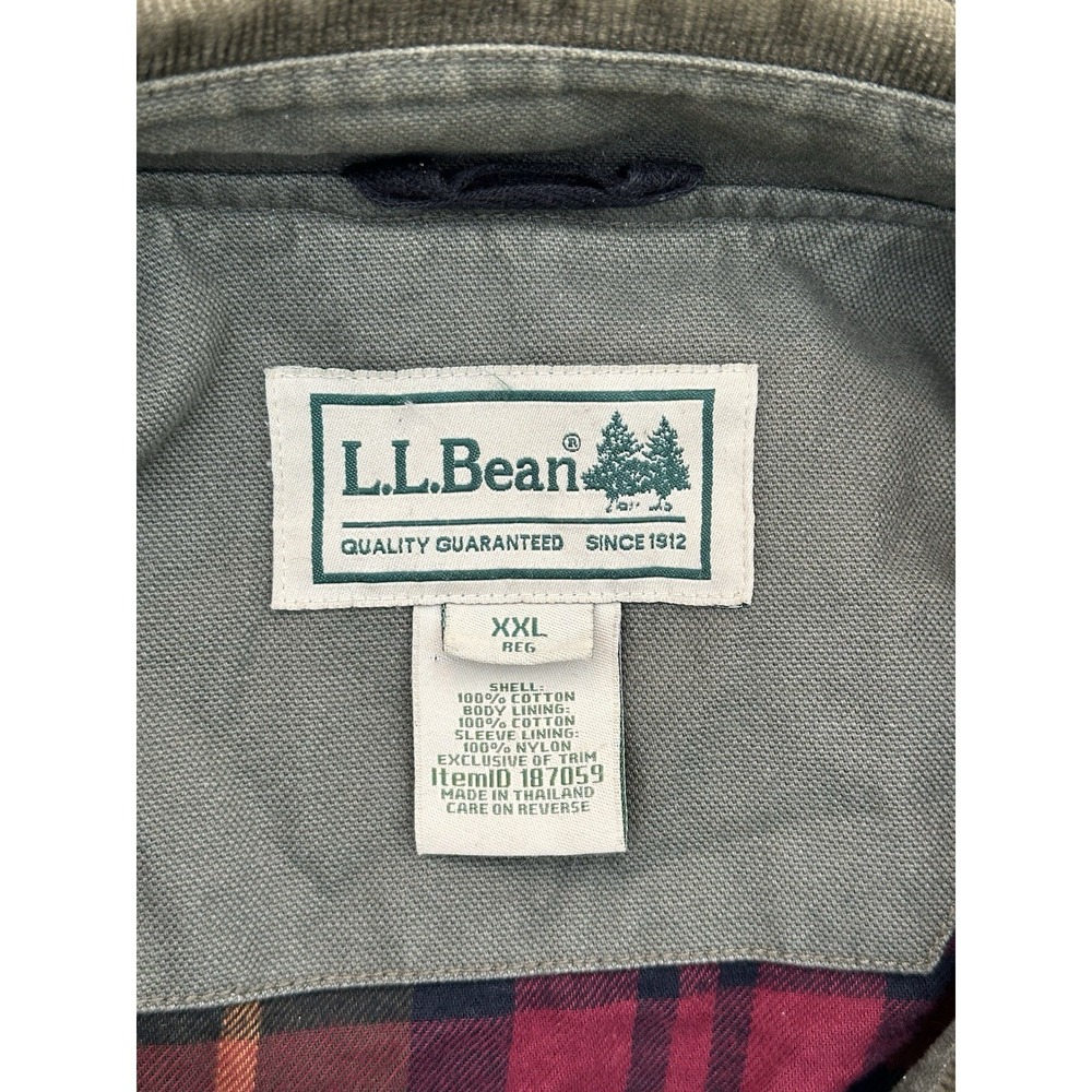LL Bean Men's Original Field Coat Cotton flannel-Lined Size XXL Olive Green - Picture 7 of 10